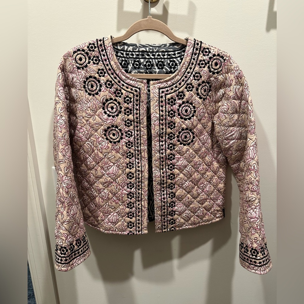 Embroidered Pink and Black Women's Jacket